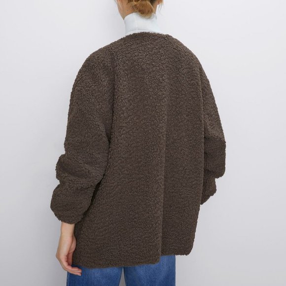 NWT Zara Size XS Mink Fleece Coat - Picture 3 of 5